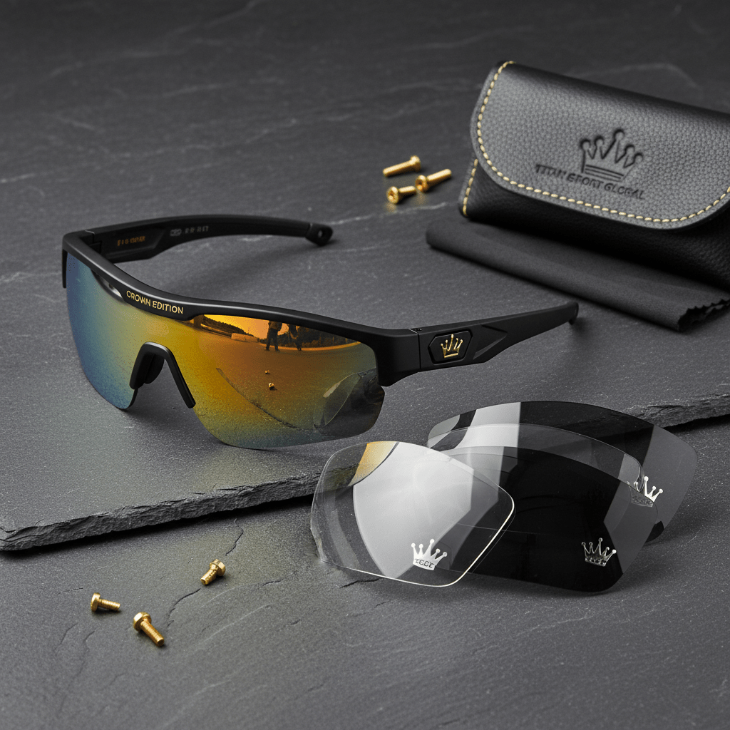 TITAN Crown Edition Cycling Sunglasses Matte Black Gold