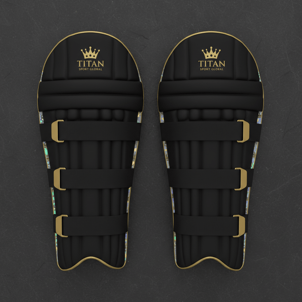 TITAN Crown Edition Cricket Wicket Keeping Pads Matte Black Gold