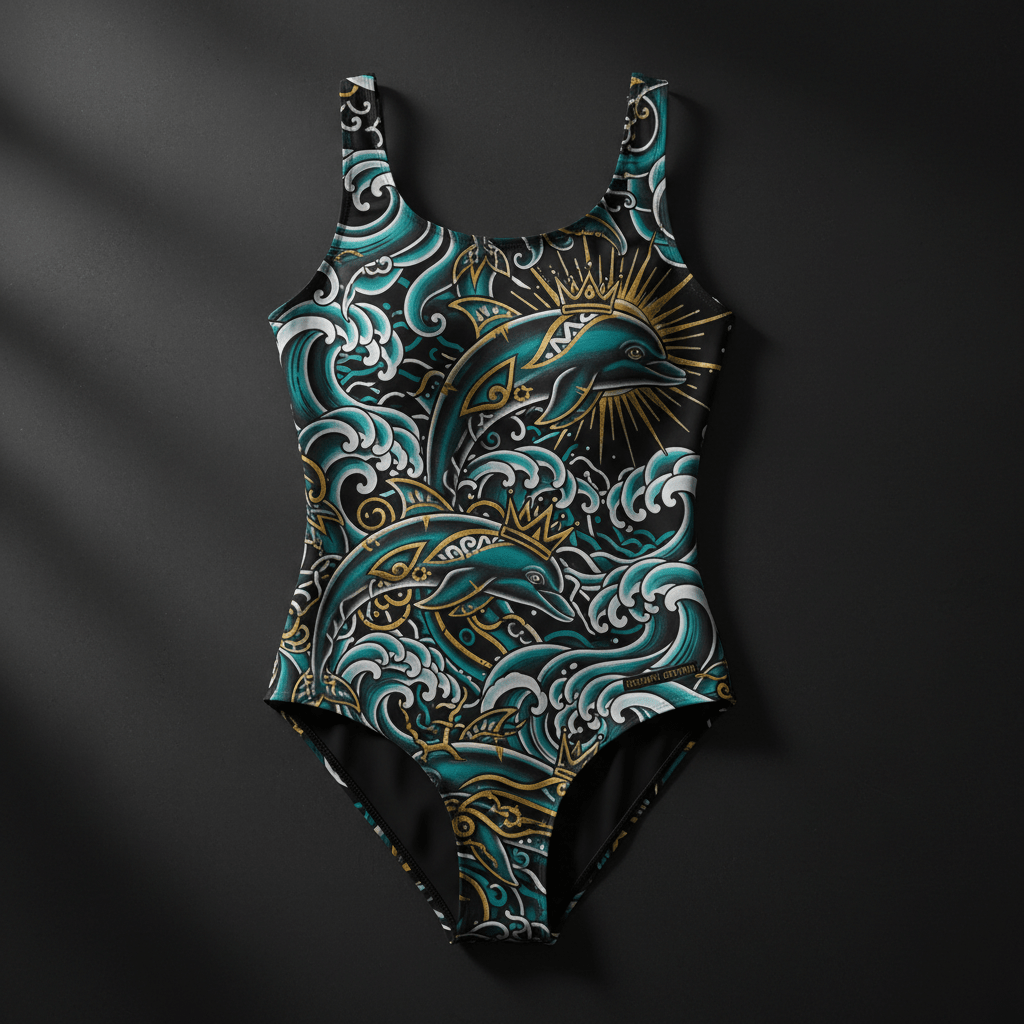 TITAN Women's One-Piece Swimsuit Dolphin Queen Crown Edition
