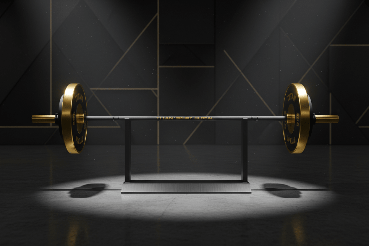 TITAN Crown Edition 7FT Olympic Barbell matte black gold