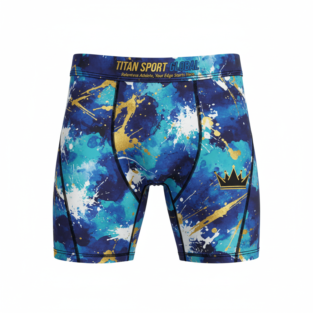 TITAN Men's 3-Inch Compression Training Shorts — Abstract Watercolor Design