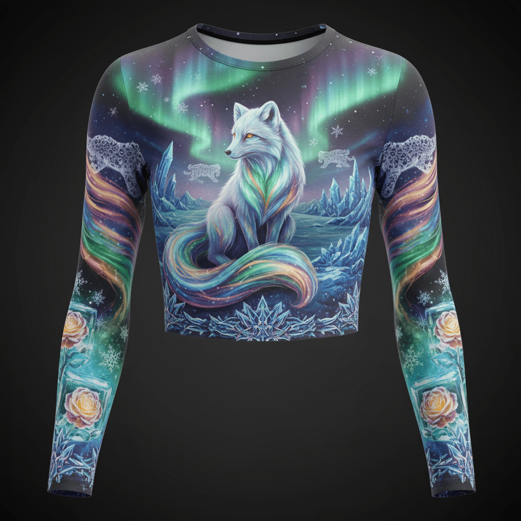TITAN Women’s Arctic Fox Aurora Long Sleeve Crop — Boreal Edition