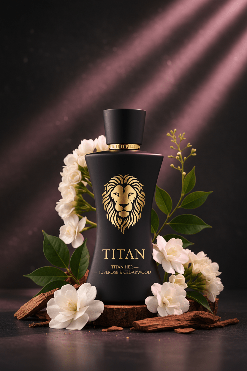 TITAN HER Tuberose & Cedarwood Fragrance Bottle