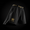 TITAN Swim Drag Shorts Blackout Crown — matte black with gold crown logo