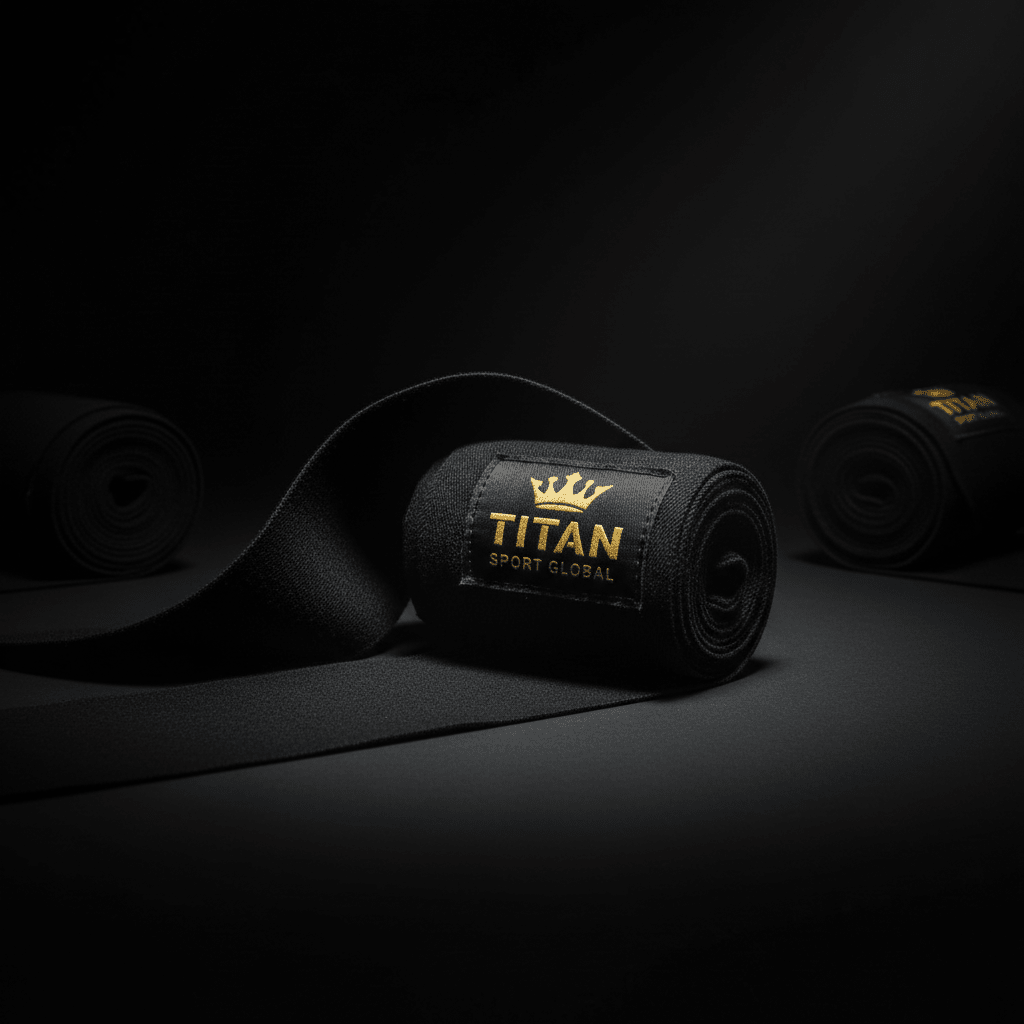 TITAN Boxing Hand Wraps Gold Crown — matte black with gold crown logo