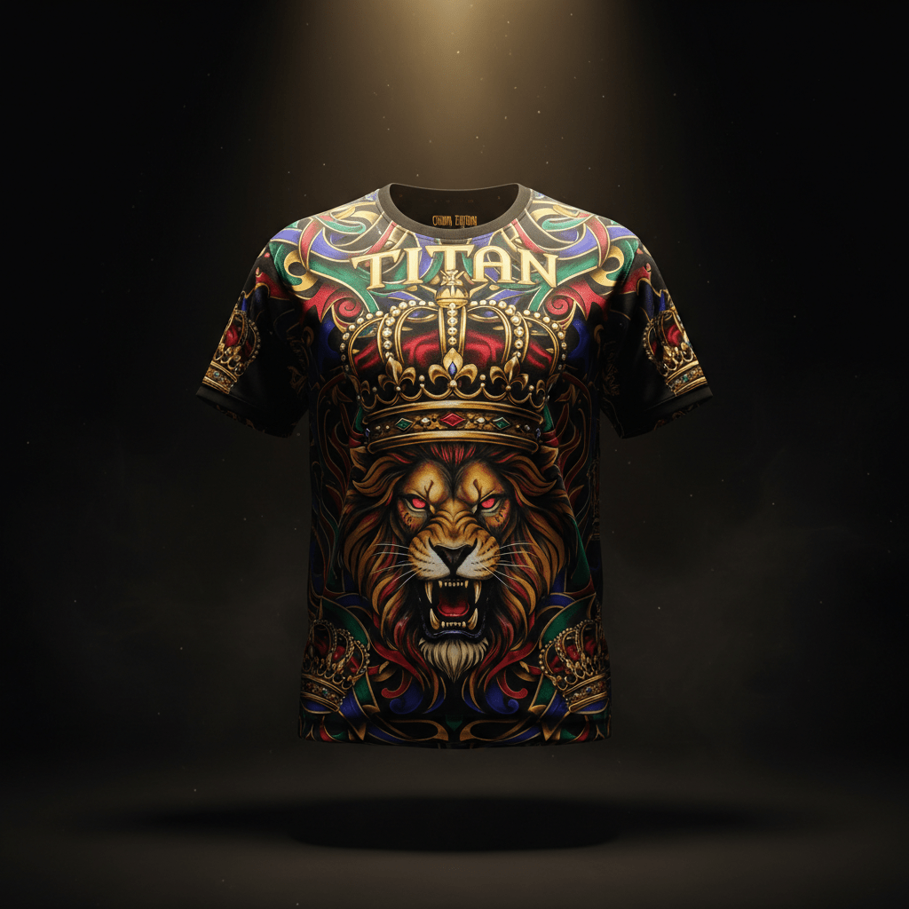 TITAN Men's Graphic Sport Tee - Crown Edition tattoo-style artwork