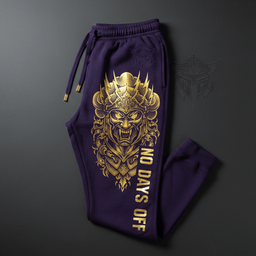 TITAN No Days Off Fleece Joggers Crown Storm Series midnight purple electric gold warrior streetwear