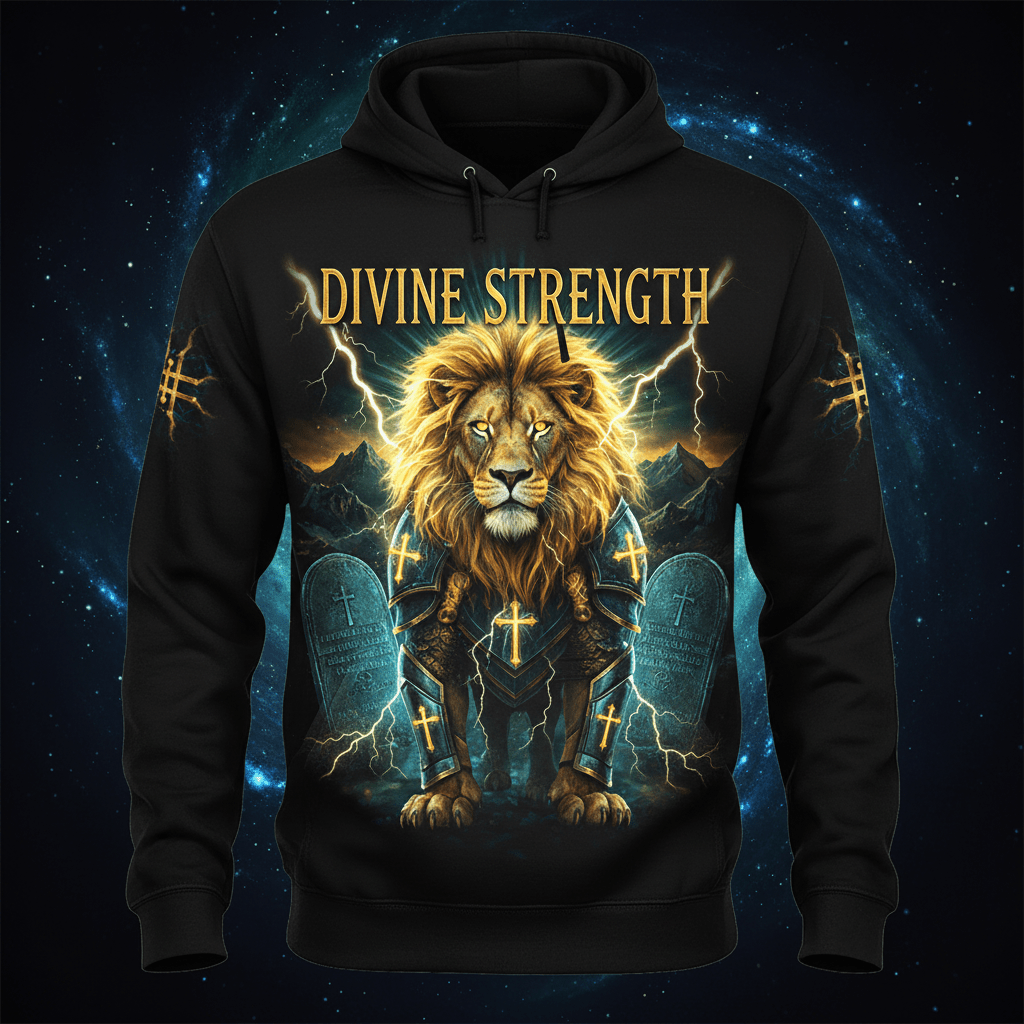 TITAN Men's Hoodie Divine Strength Crown Edition flat lay