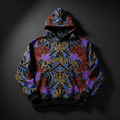 TITAN Crown Edition Tattoo Art Men's Lounge Hoodie - bold tiger lotus tattoo artwork on matte black heavyweight fleece