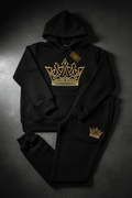 TITAN Crown Jogger Set in Midnight Black with gold Crown embroidery