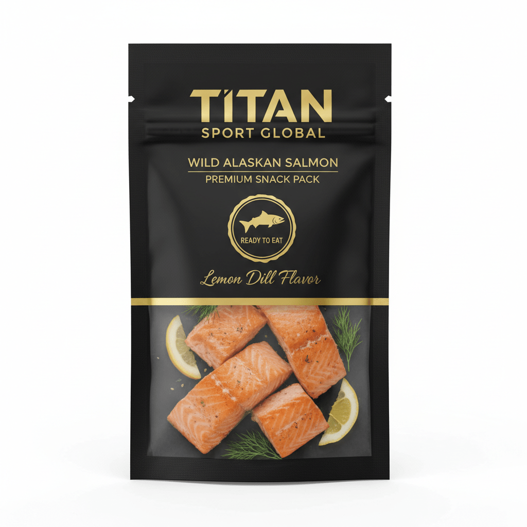 TITAN Wild Alaskan Salmon Snack Pack Lemon Dill — matte black pouch
