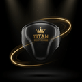 TITAN Groin Protector Blackout — matte black with gold crown logo