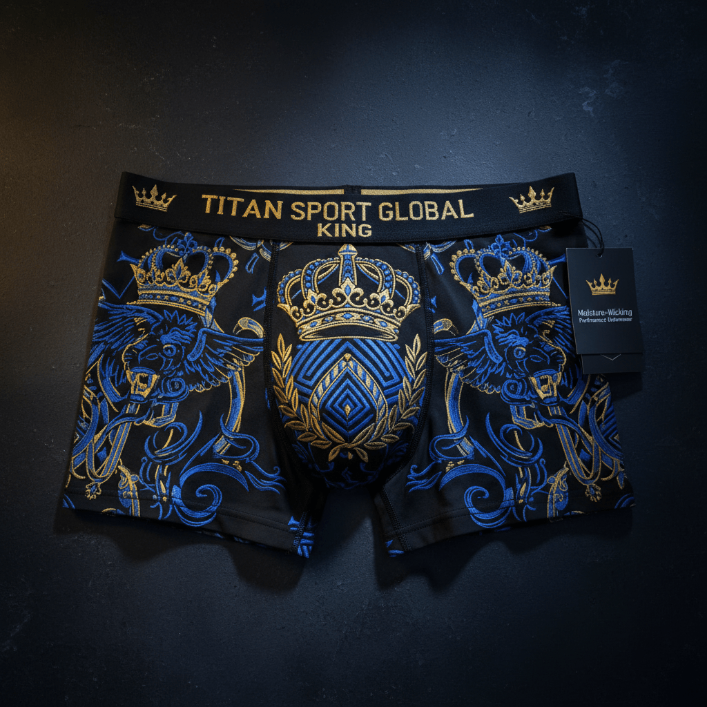 TITAN Men's Boxer Briefs Crown Edition Cobalt Blue Gold