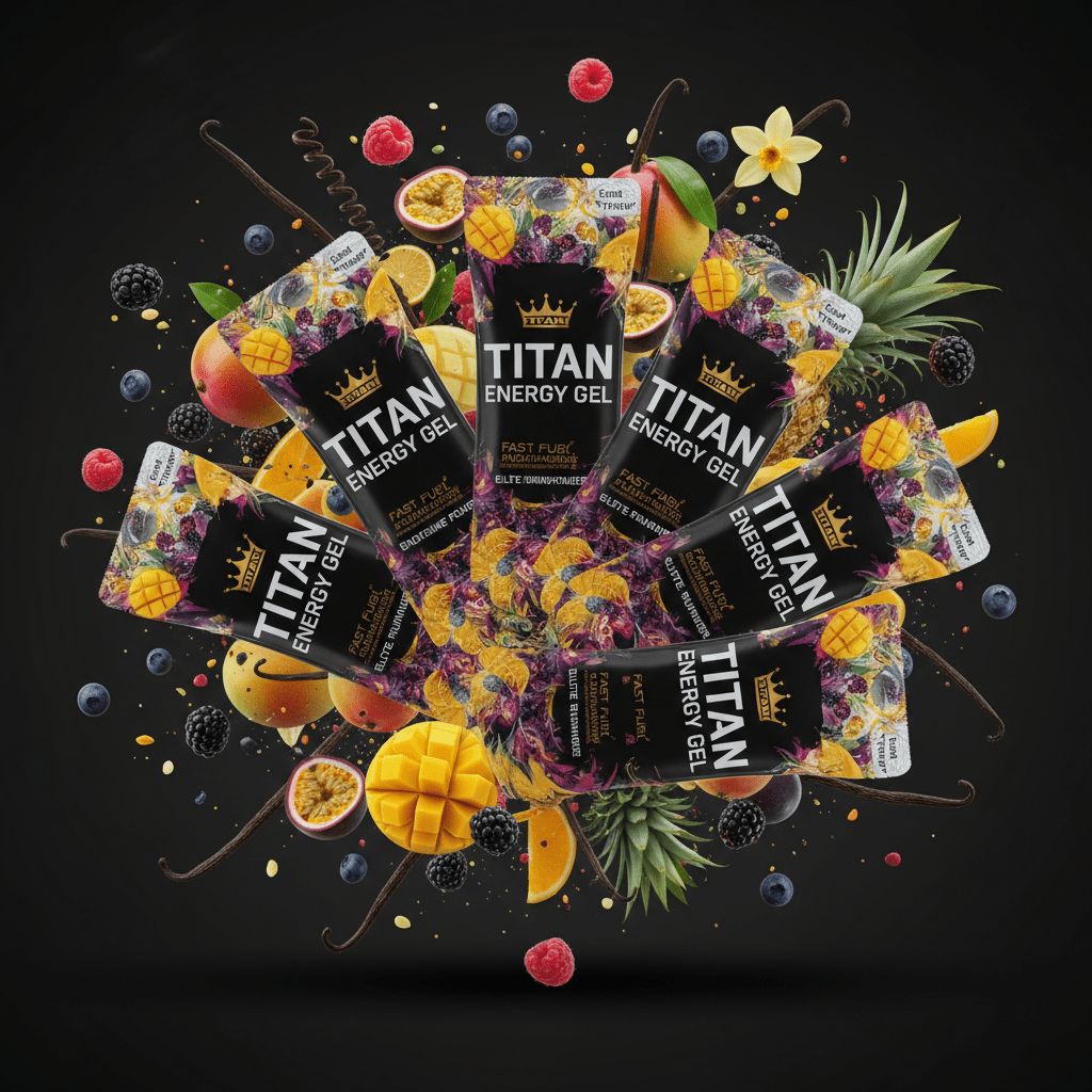 TITAN Energy Gel Fast Carb Running Gel 6-Pack 22g Carbs 100mg Caffeine