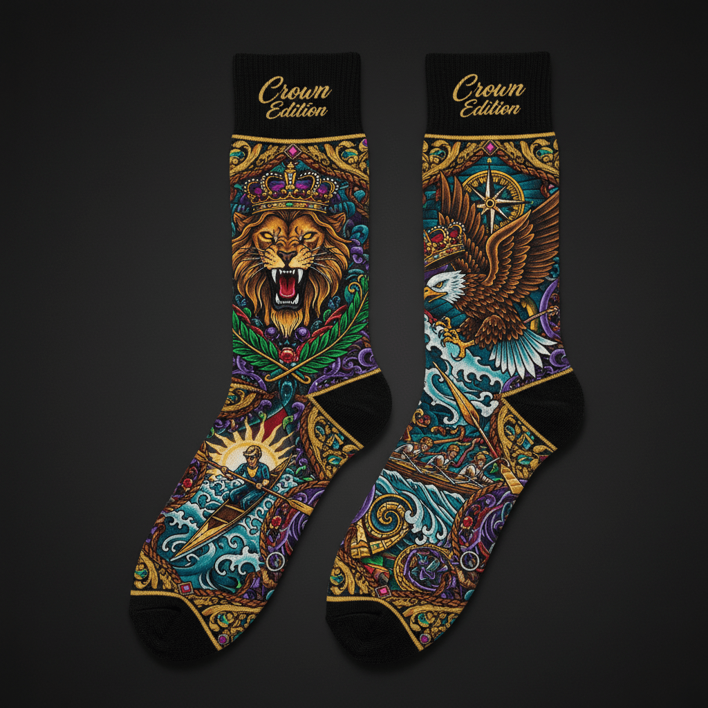 TITAN Crown Edition Tattoo Art Rowing & Crew Sport Socks