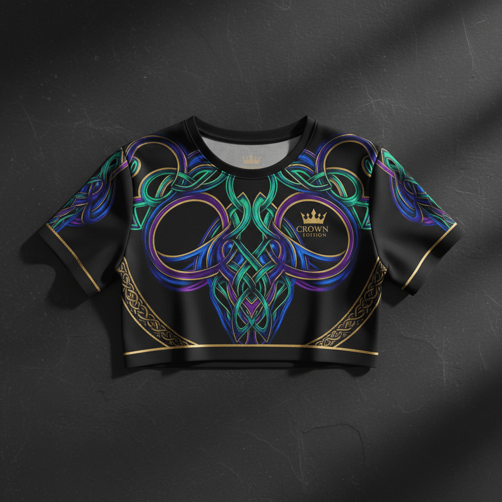 TITAN Women's Neon Celtic Knotwork Crop Tee — Brigid Edition