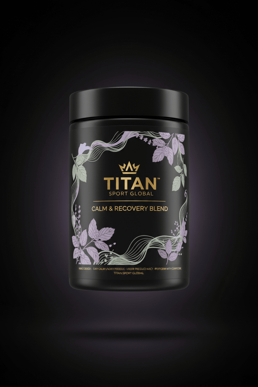 TITAN Calm & Recovery Blend — Lavender Sage Botanical Design Supplement Container