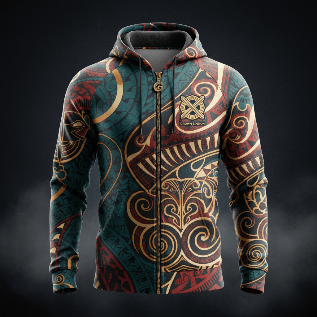 TITAN Māori Tā Moko Zip-Up Hoodie — Tangata Whenua Edition