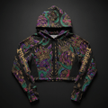 TITAN Women's Cropped Performance Hoodie — Bold Crown Edition tattoo-style artwork