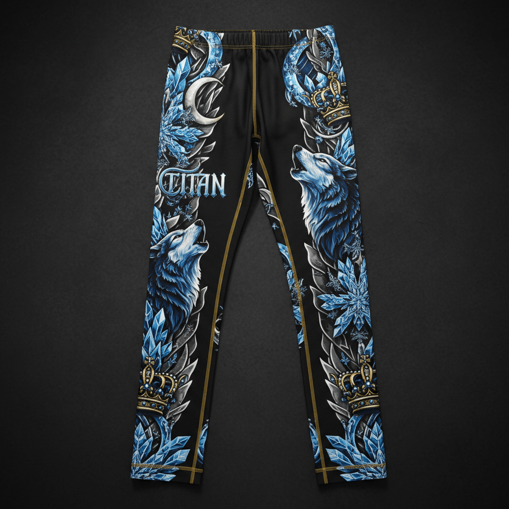TITAN Men's Thermal Base Layer Pants - Crown Edition tattoo-style artwork