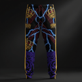 TITAN Crown Edition Tattoo Art Men's Lounge Track Pants - bold colorful tattoo artwork on matte black fabric with gold stripe