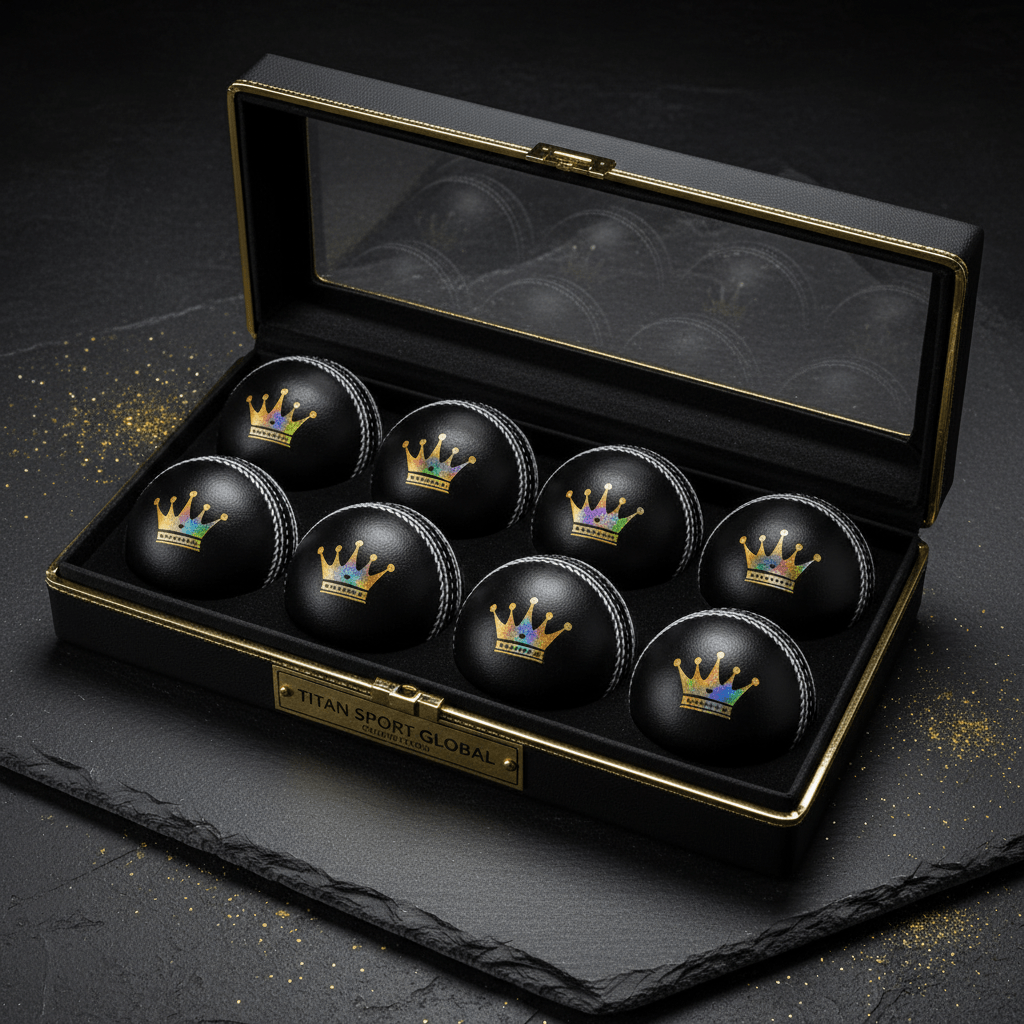 TITAN Crown Edition Cricket Bowling Machine Balls Set Matte Black Gold