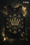 TITAN Men's Cyber Gold Crown Muscle Tank flat lay Tech SWAG Edition