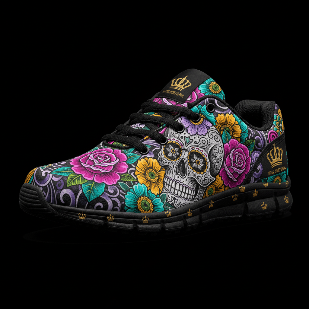 TITAN Crown Edition Color Sugar Skull Women's Training Shoe Color Tattoo Art