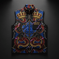 TITAN Crown Edition Tattoo Art Men's Lounge Fleece Vest - bold colorful tattoo artwork on matte black fleece