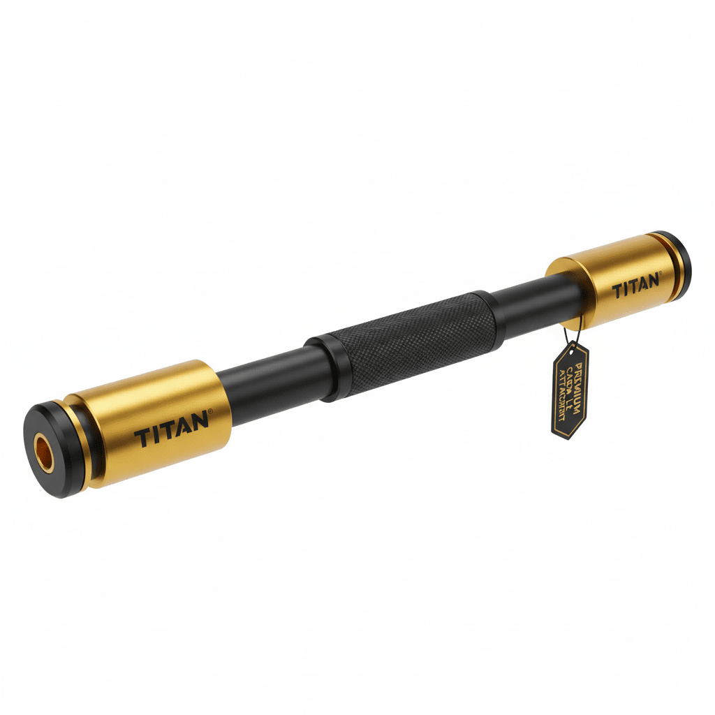 TITAN Lat Pulldown Attachment front view, black and gold colorway