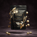 TITAN Organic Macadamia Nuts Raw & Unsalted — ultra-premium luxury editorial product shot