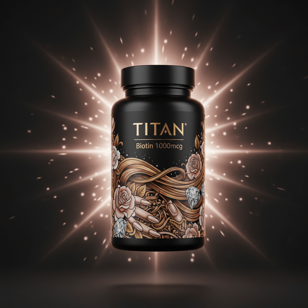 TITAN Biotin 10000mcg Hair Skin Nails supplement bottle