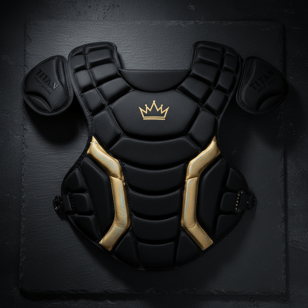 TITAN Crown Edition Baseball Catcher's Chest Protector Matte Black Gold