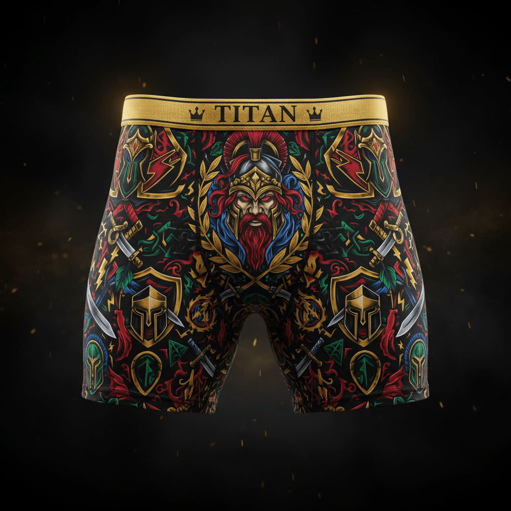 TITAN Plus Men's Ares War God Compression Shorts — Spiritual Crown Edition sizes 1X–5X
