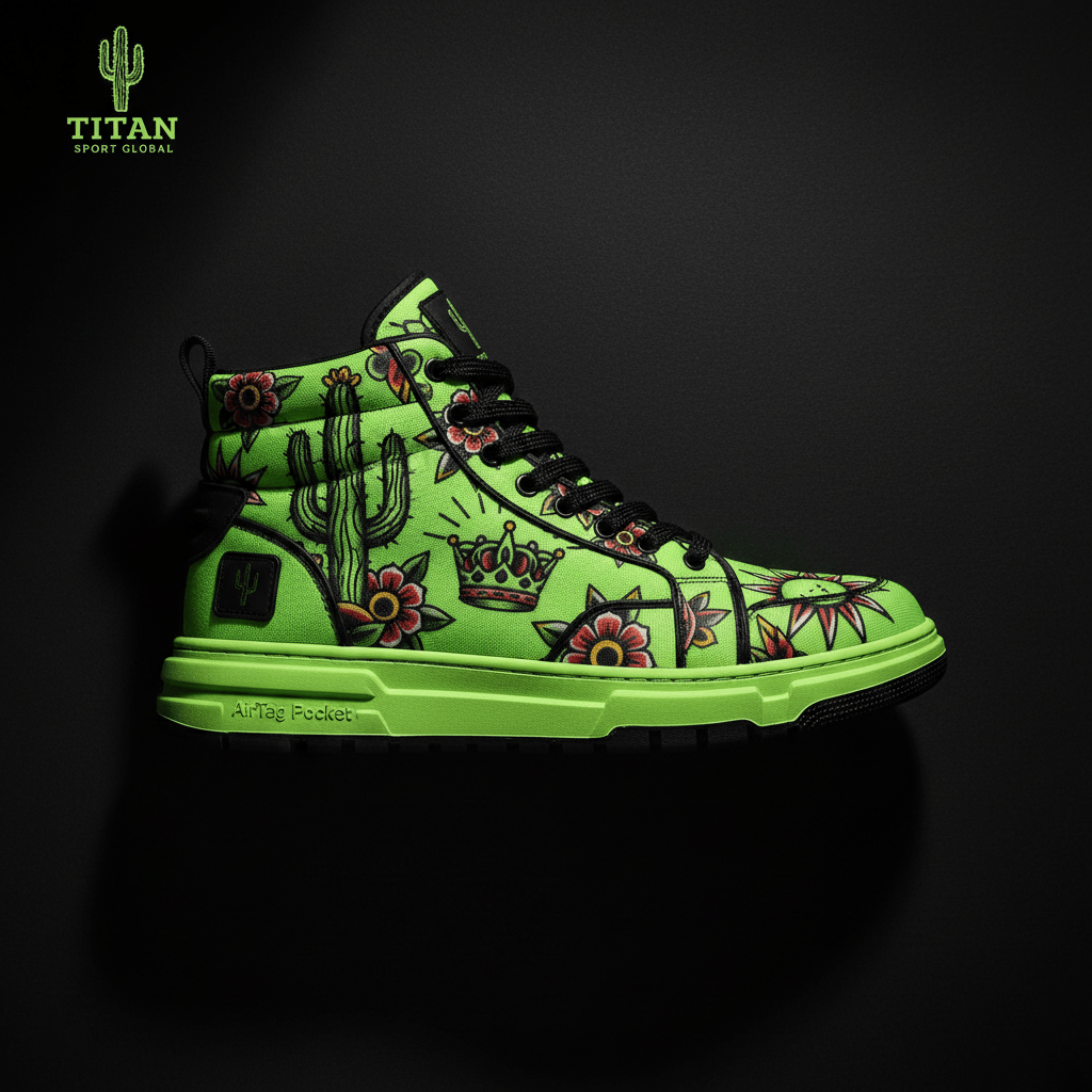 TITAN Luxury Sneaker — Cactus Tattoo Electric Lime Crown Edition