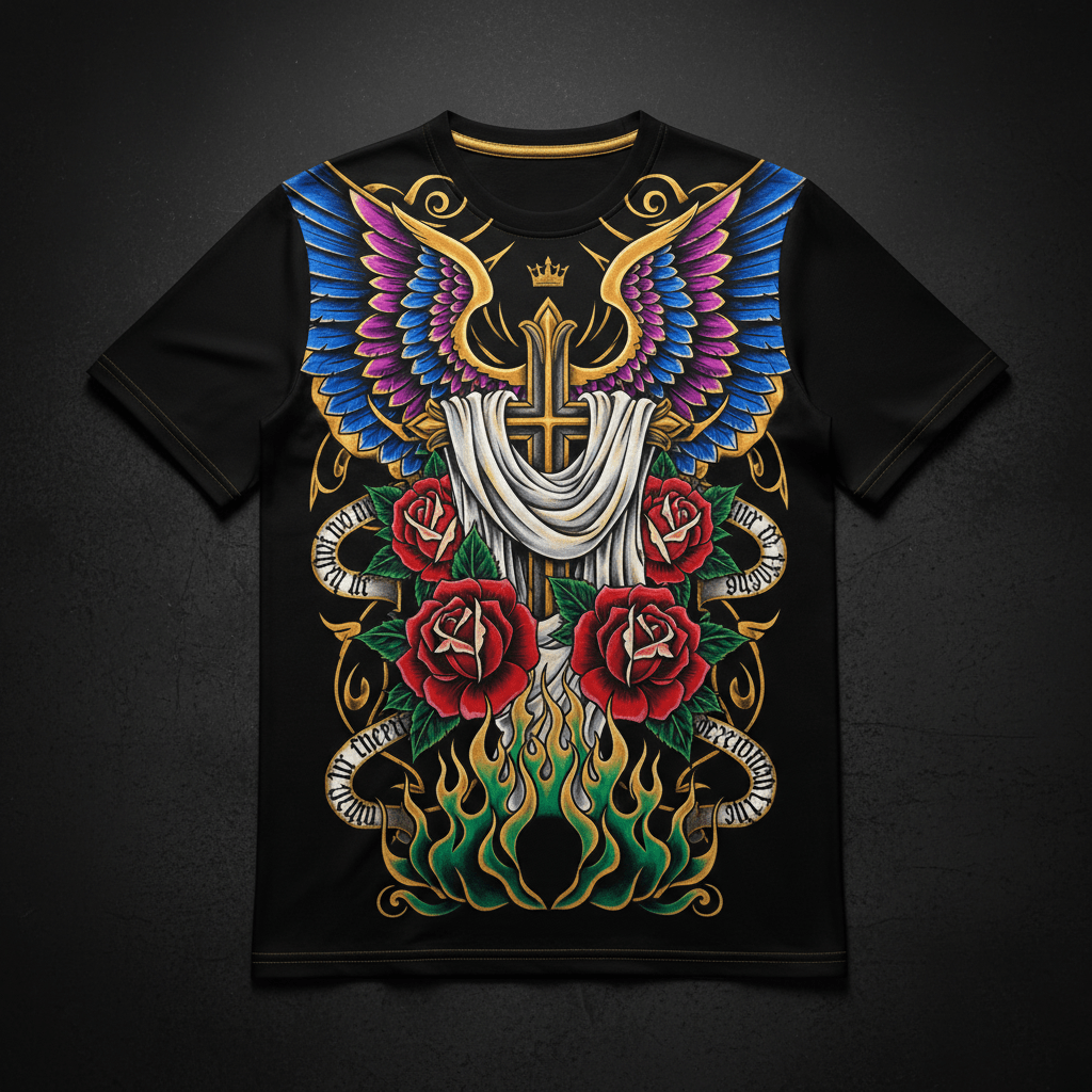 Covered In His Blood Men's Tee — TITAN Crown Edition tattoo artwork