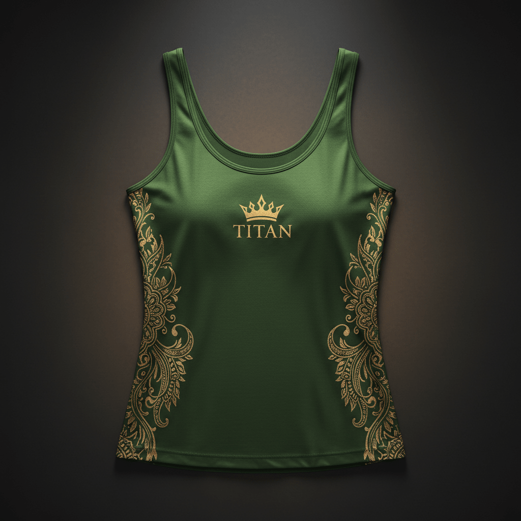 TITAN Women's Everyday Slimming Tank Top with Built-In Bra Olive Green Henna Crown Edition flat lay