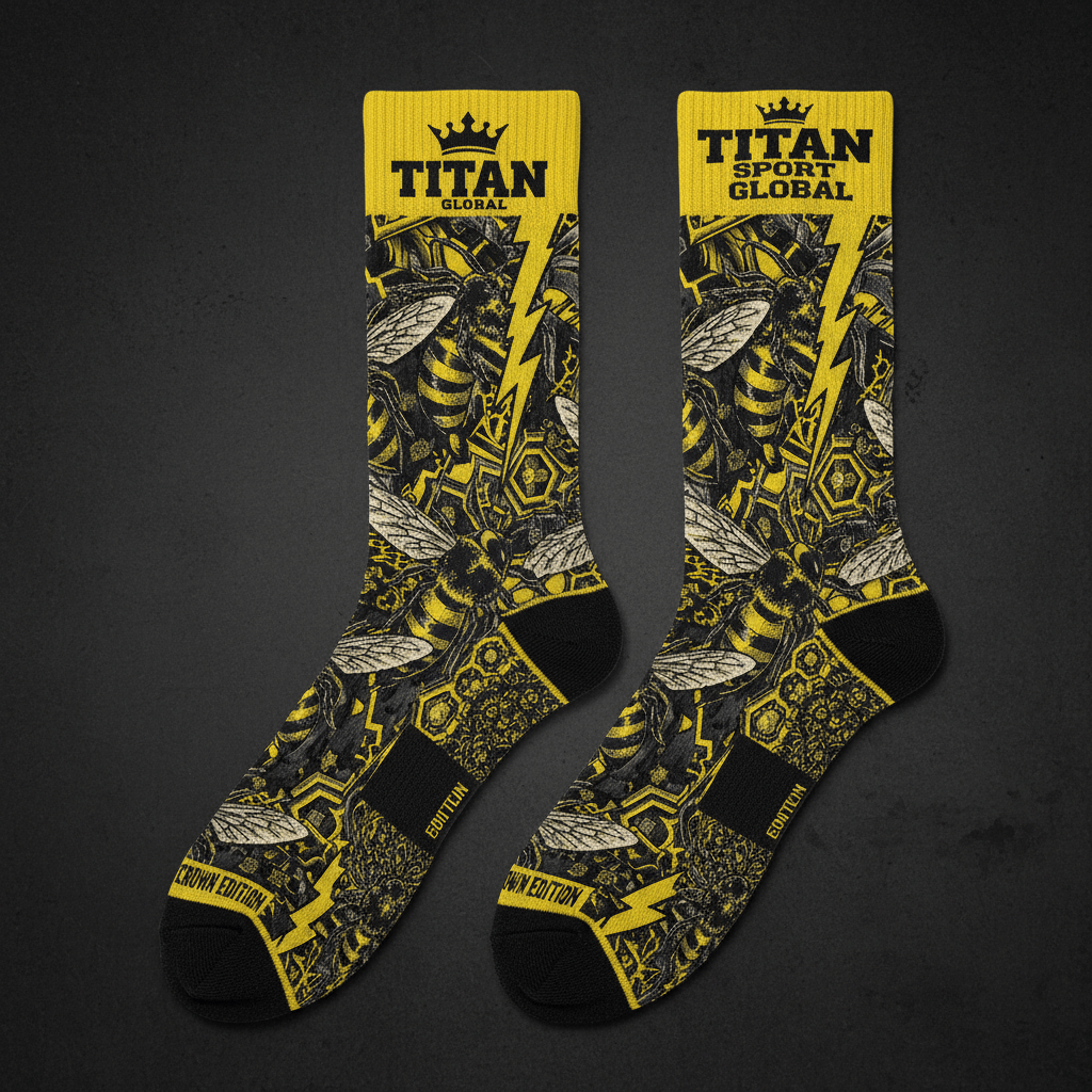 TITAN Crown Edition Golden Sting Crew Socks — Electric Yellow & Black