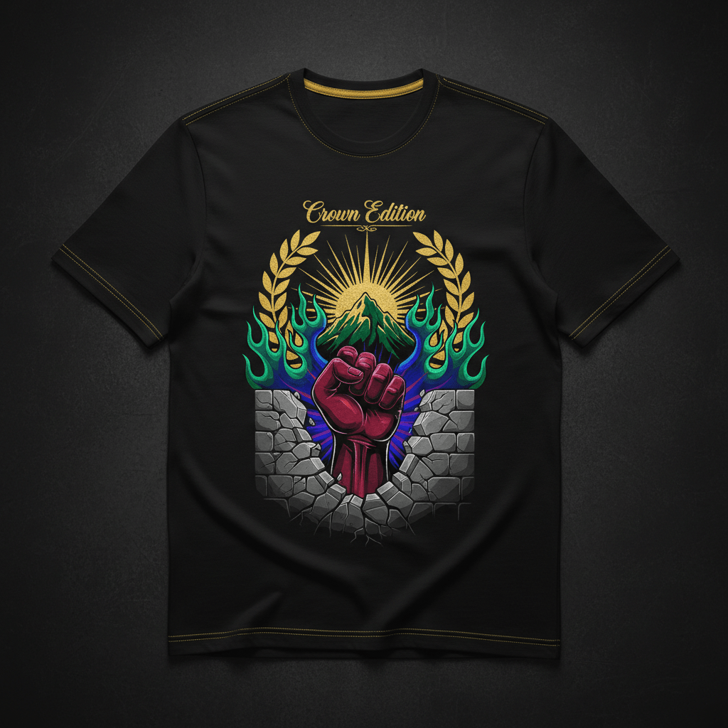 Overcoming Men's Tee — TITAN Crown Edition tattoo artwork