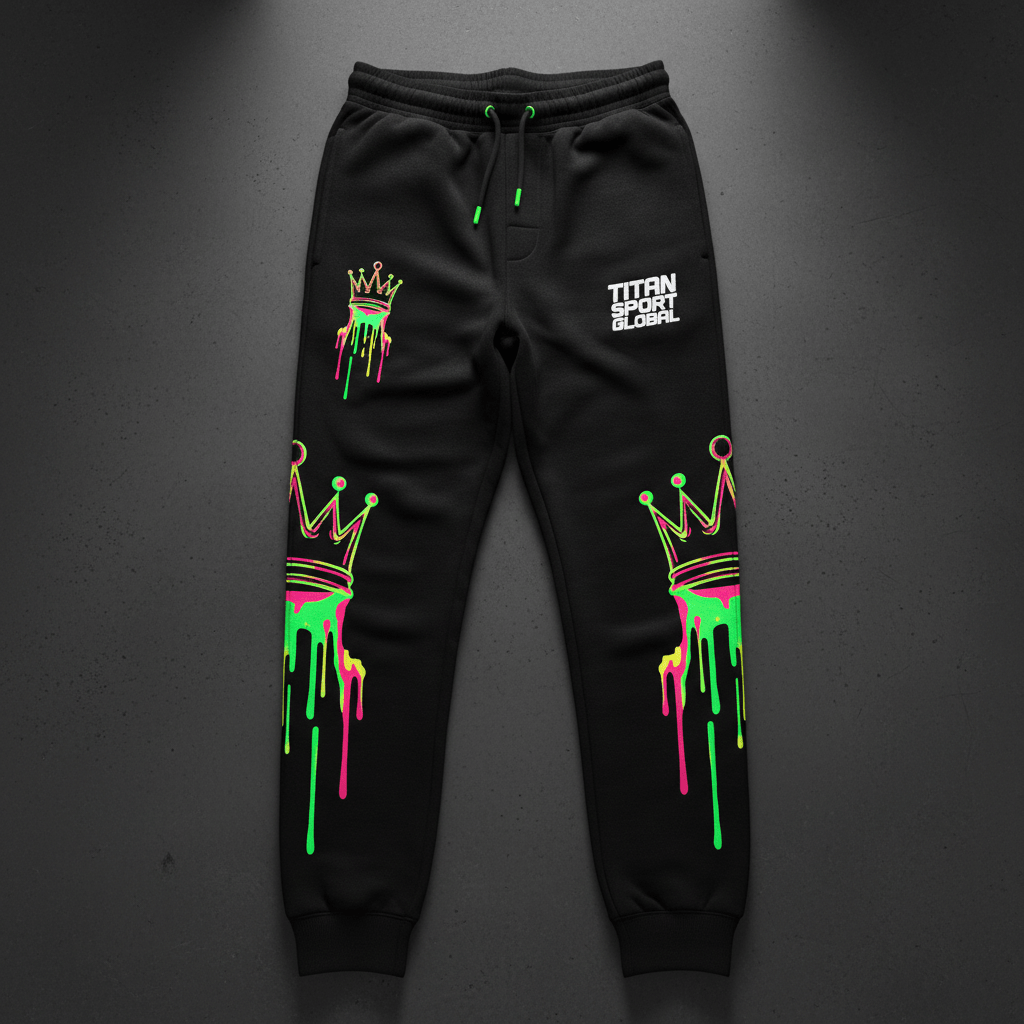 TITAN Men's Neon Drip Crown Joggers flat lay