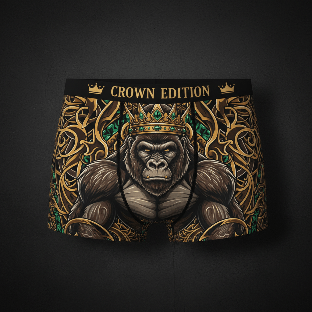 TITAN Crown Edition Men's Boxer Briefs — Gorilla King Tattoo Art