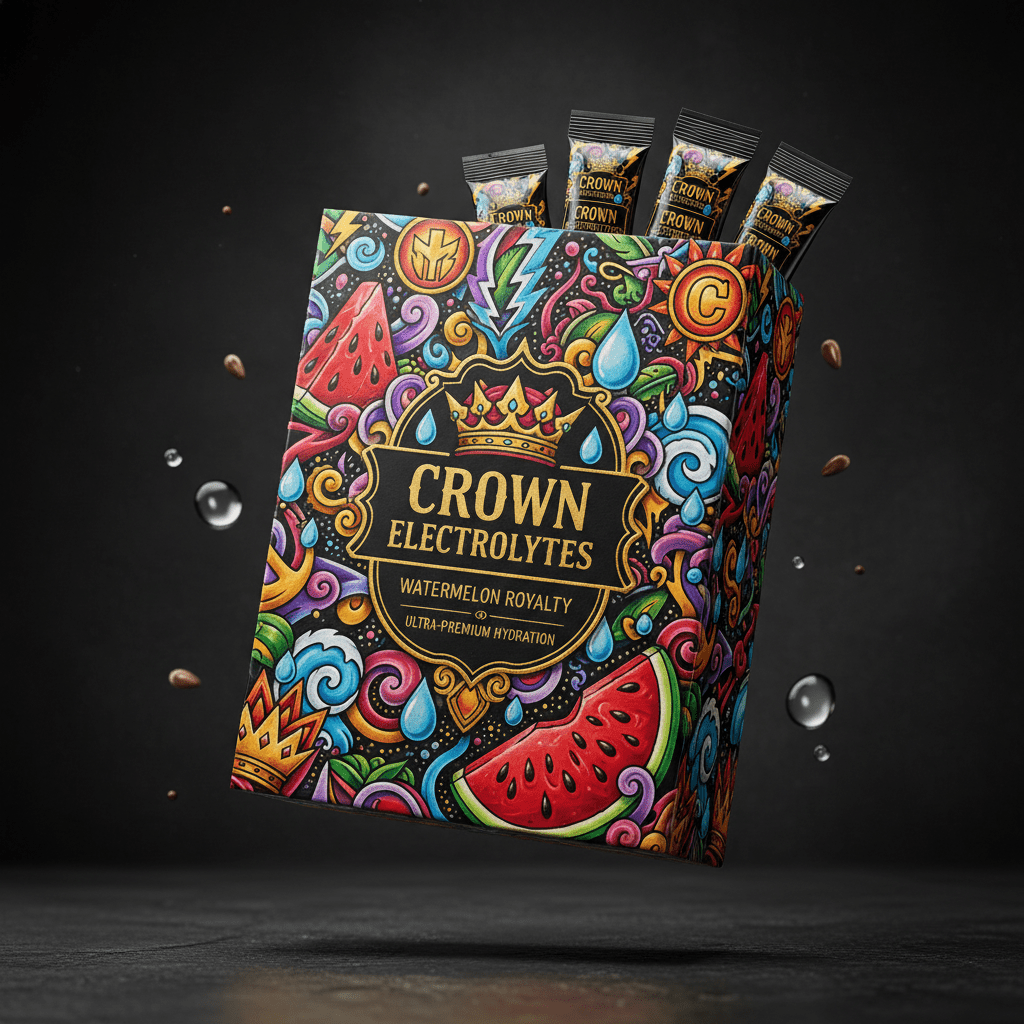 TITAN Electrolyte Hydration Packets Watermelon — Crown Edition bold tattoo-style artwork