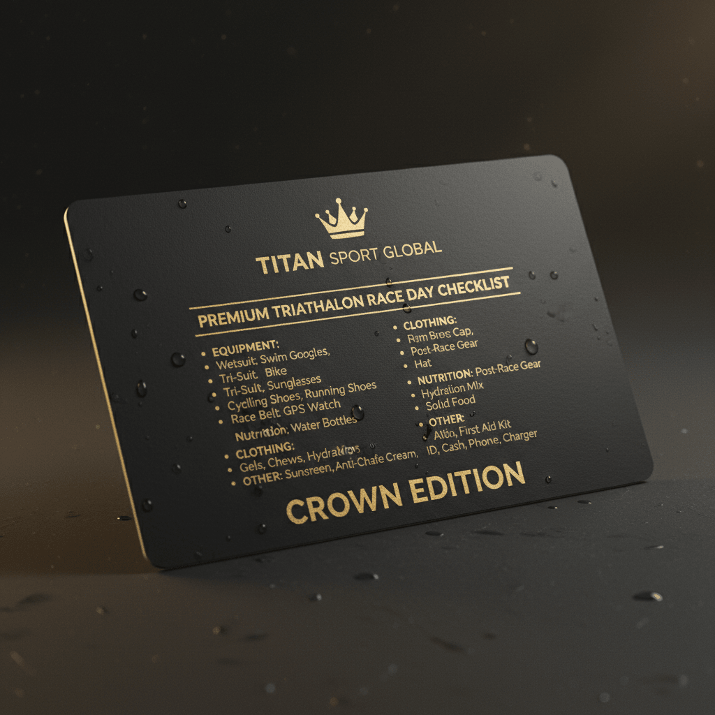 TITAN Crown Race Day Card Triathlon Checklist & Pacing Guide