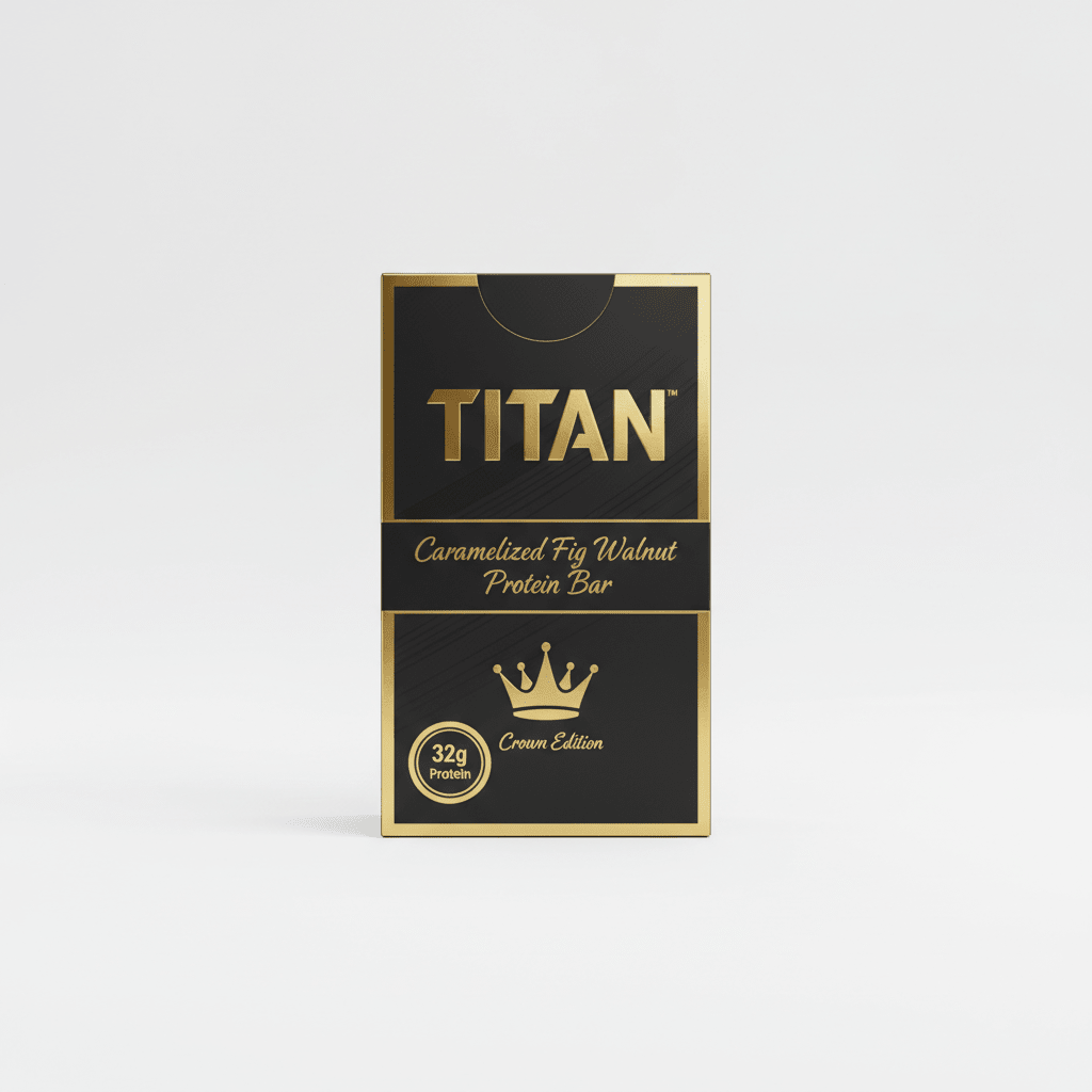 TITAN Caramelized Fig Walnut Protein Bar Crown Edition packaging