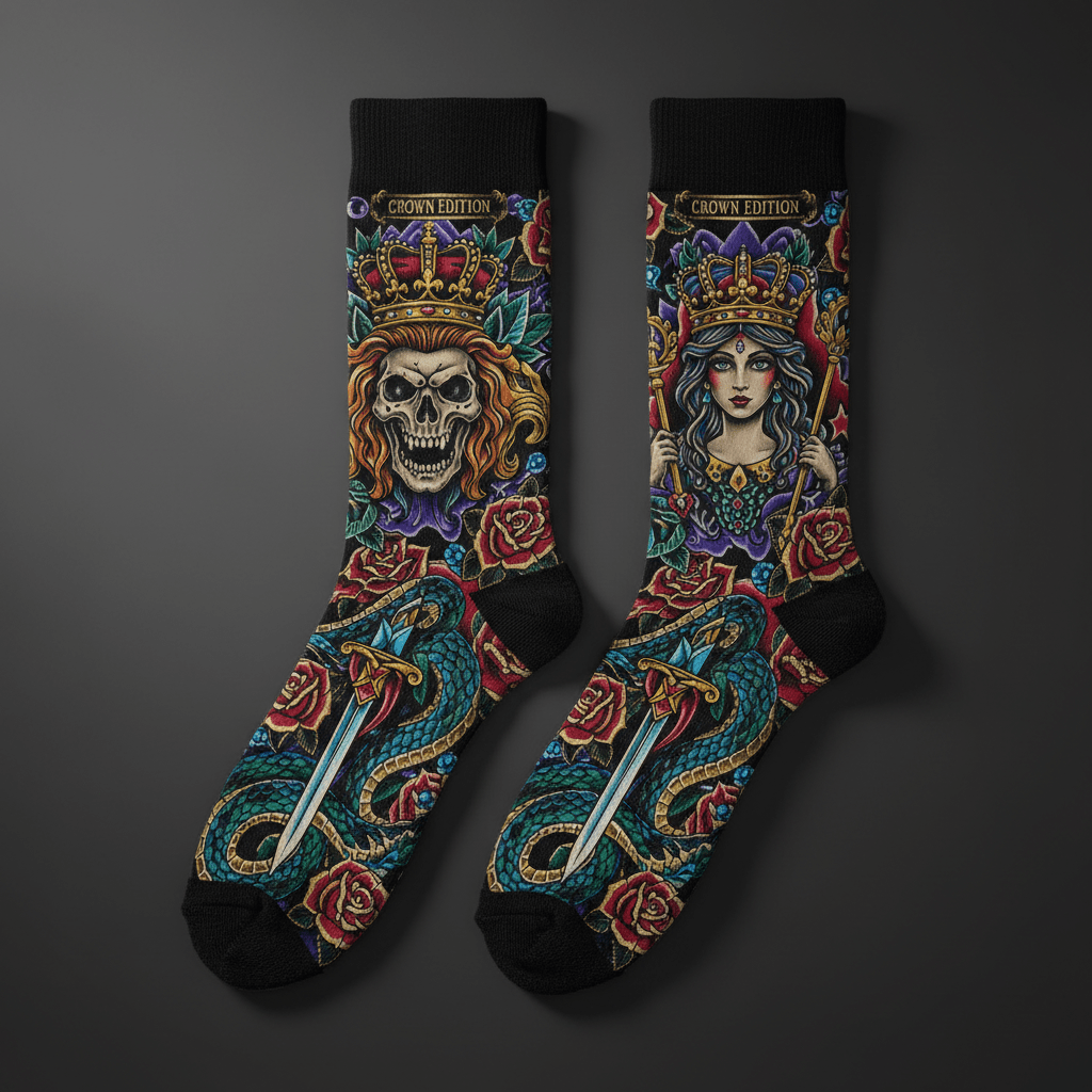 TITAN Crown Edition Tattoo Art Athletic Crew Socks