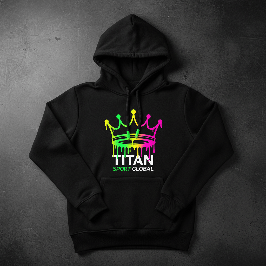 TITAN Women's Neon Drip Crown Pullover Hoodie flat lay
