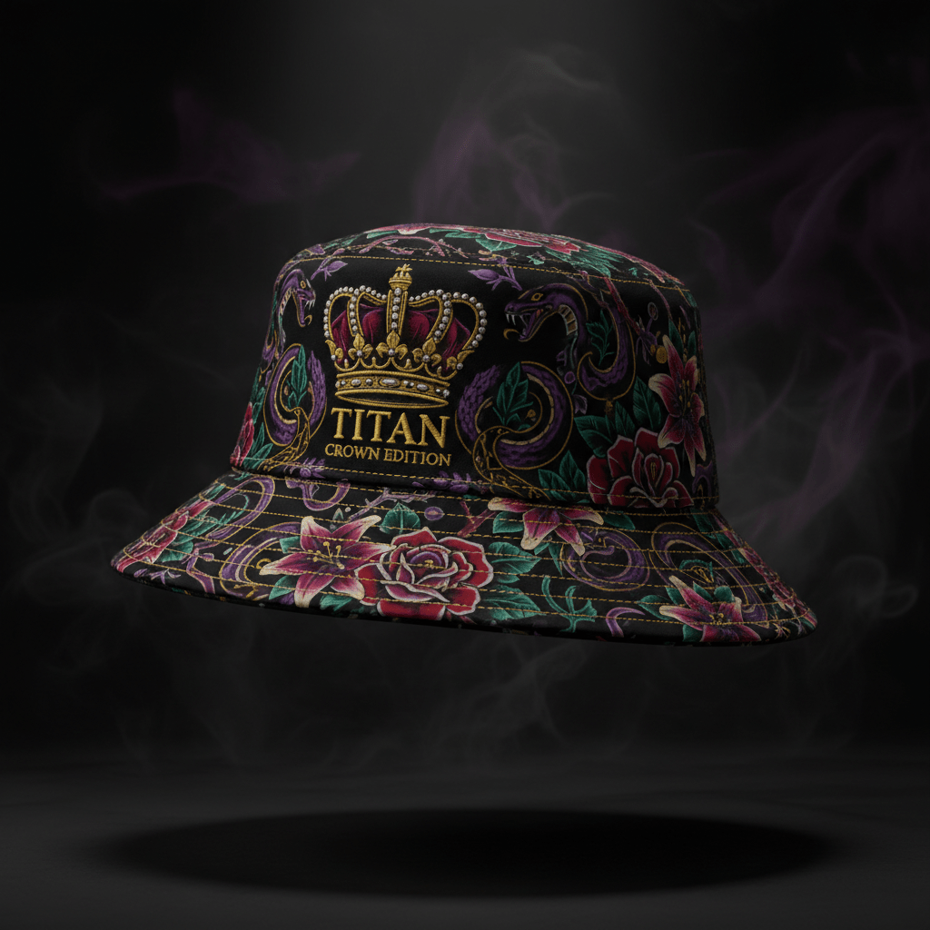 TITAN Men's Bucket Hat - Crown Edition tattoo-style artwork