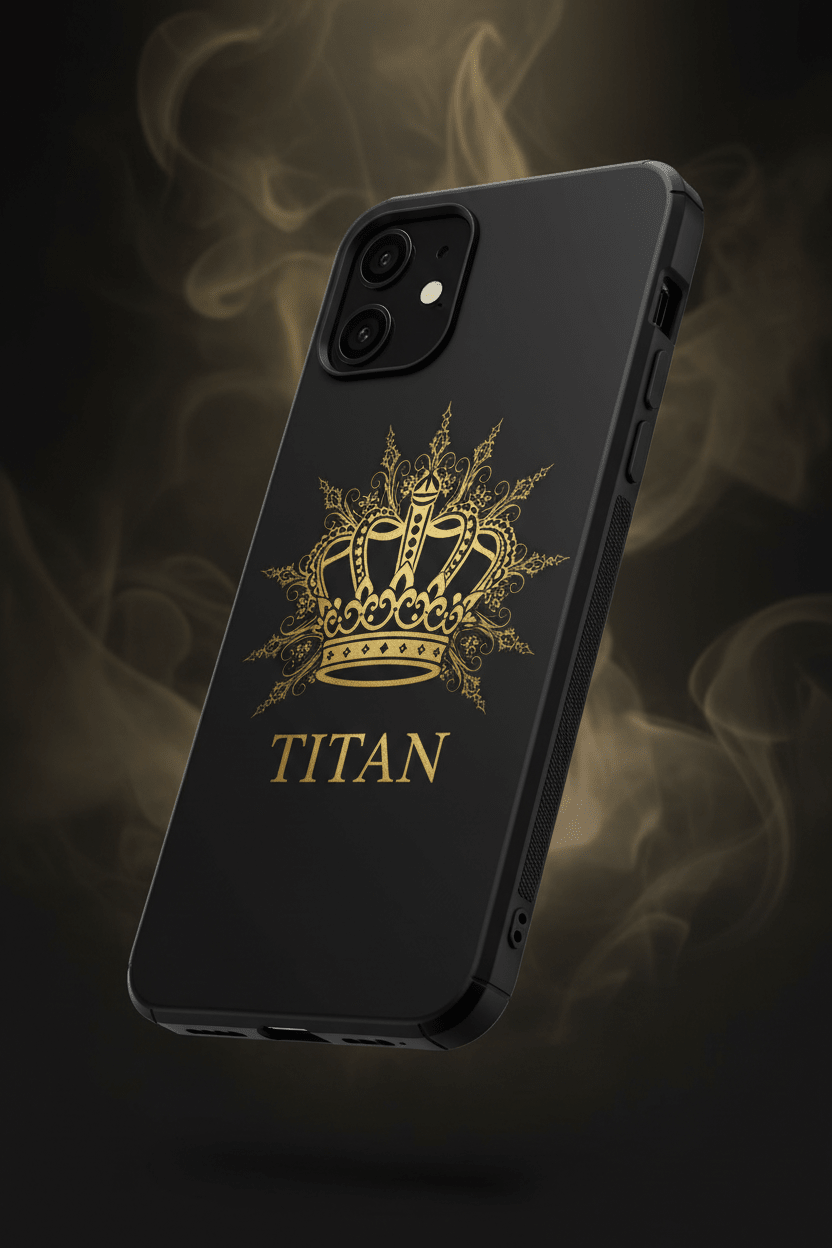 TITAN Phone Case Black & Gold — Crown Edition branded protective case