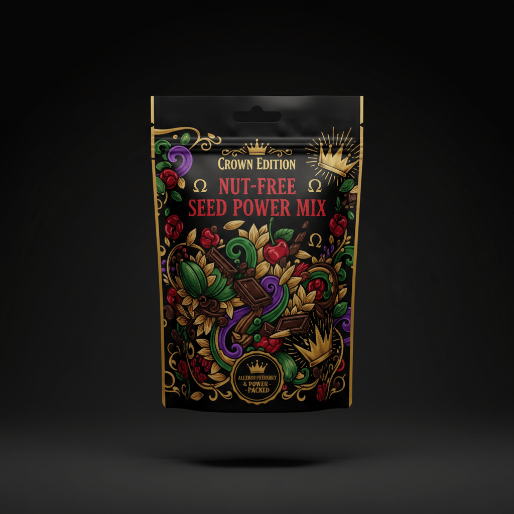 TITAN Nut-Free Seed Power Mix — Crown Edition bold tattoo-style artwork
