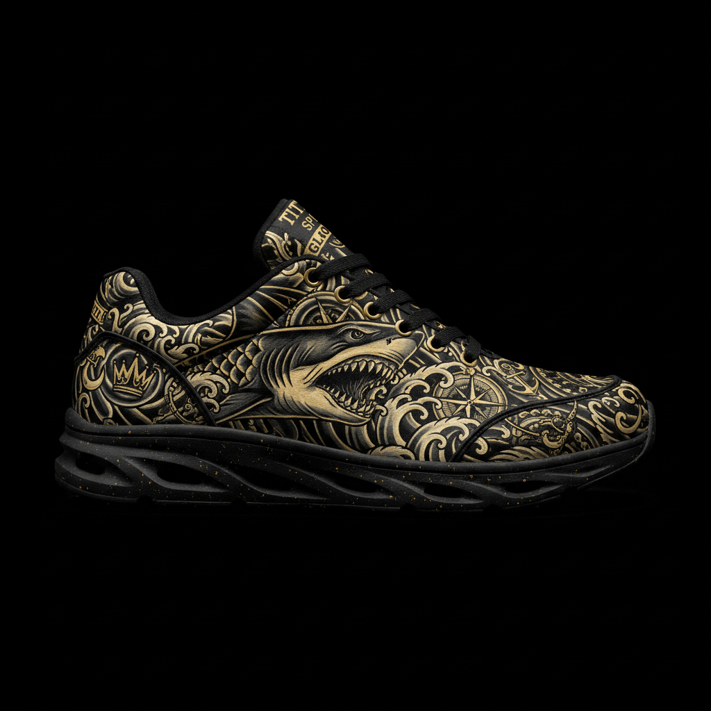 TITAN Crown Edition Deep Sea Shark Men's Training Shoe Tattoo Art